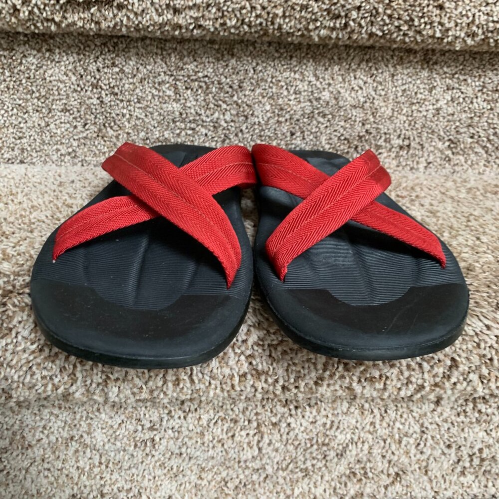 Prada Sport Red Colorblock Pattern Crossover Straps Canvas Slides - Picture 6 of 13